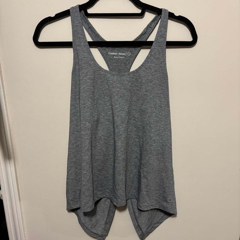 Outdoor Voices Split-Back Heather Gray Tie-Back Racerback Tank Top